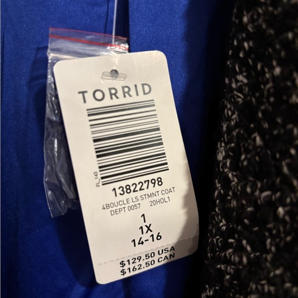 Torrid Black & White Boucle Statement Coat - Picture 4 of 6